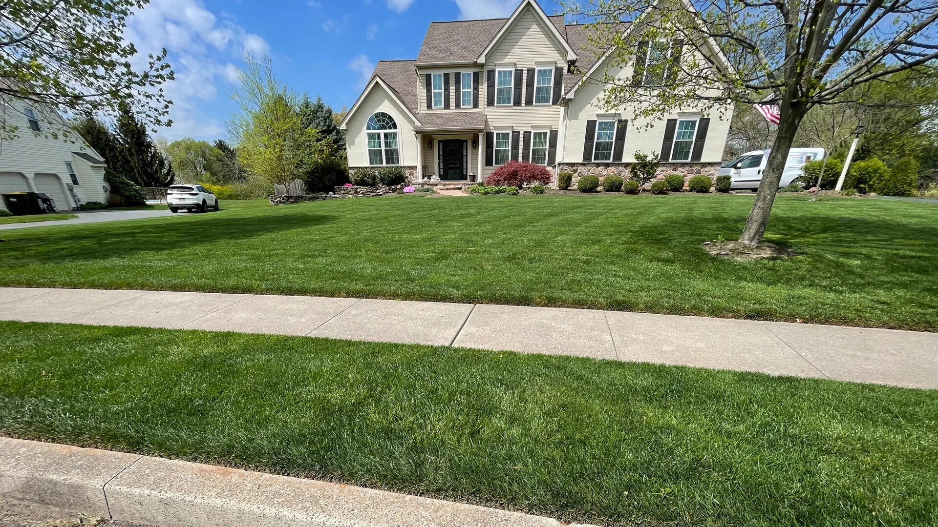 Vibrant healthy lawn shown in Ambler, PA.