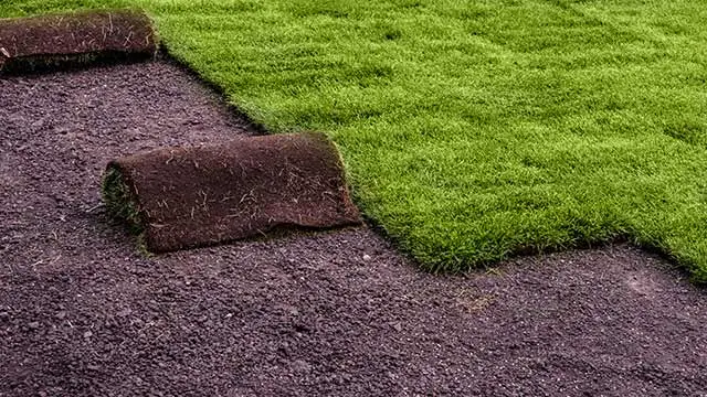 Fresh, green sod being installed at a property in Telford, PA.